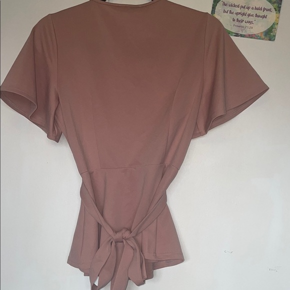 Grace Karin Pink Peplum Blouse with Flutter Sleeves - Picture 5 of 5